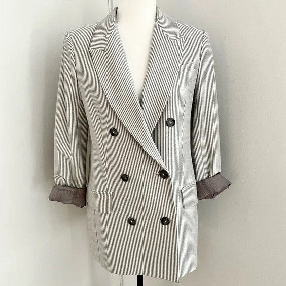 Aritzia Babaton Atelier Samuel Check Blazer | Size 4 | Espace/Grey Stripe - Picture 6 of 15